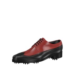 Front view of model Dylan, black and red painted calf leather Golf BespokeShoes