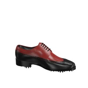Side view of model Dylan, black and red painted calf leather Golf BespokeShoes
