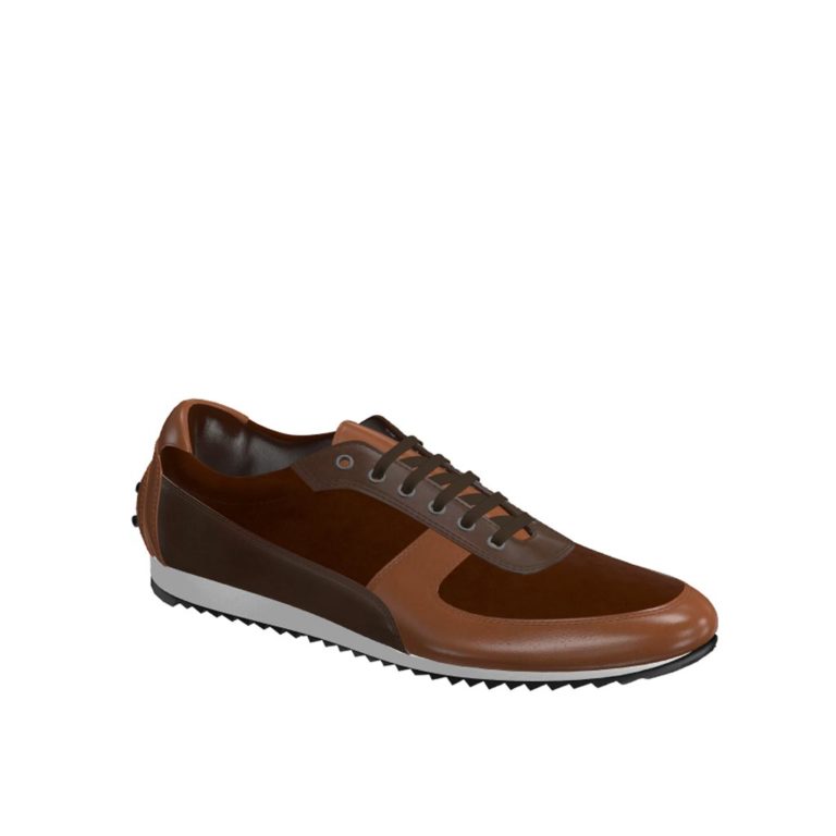 Side view of model Chester, med brown painted calf, dark brown painted calf, brown kid suede Golf BespokeShoes