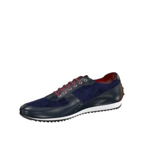 Front view of model Clacton, navy box calf, navy lux suede, dark brown painted calf, black painted calf Golf BespokeShoes