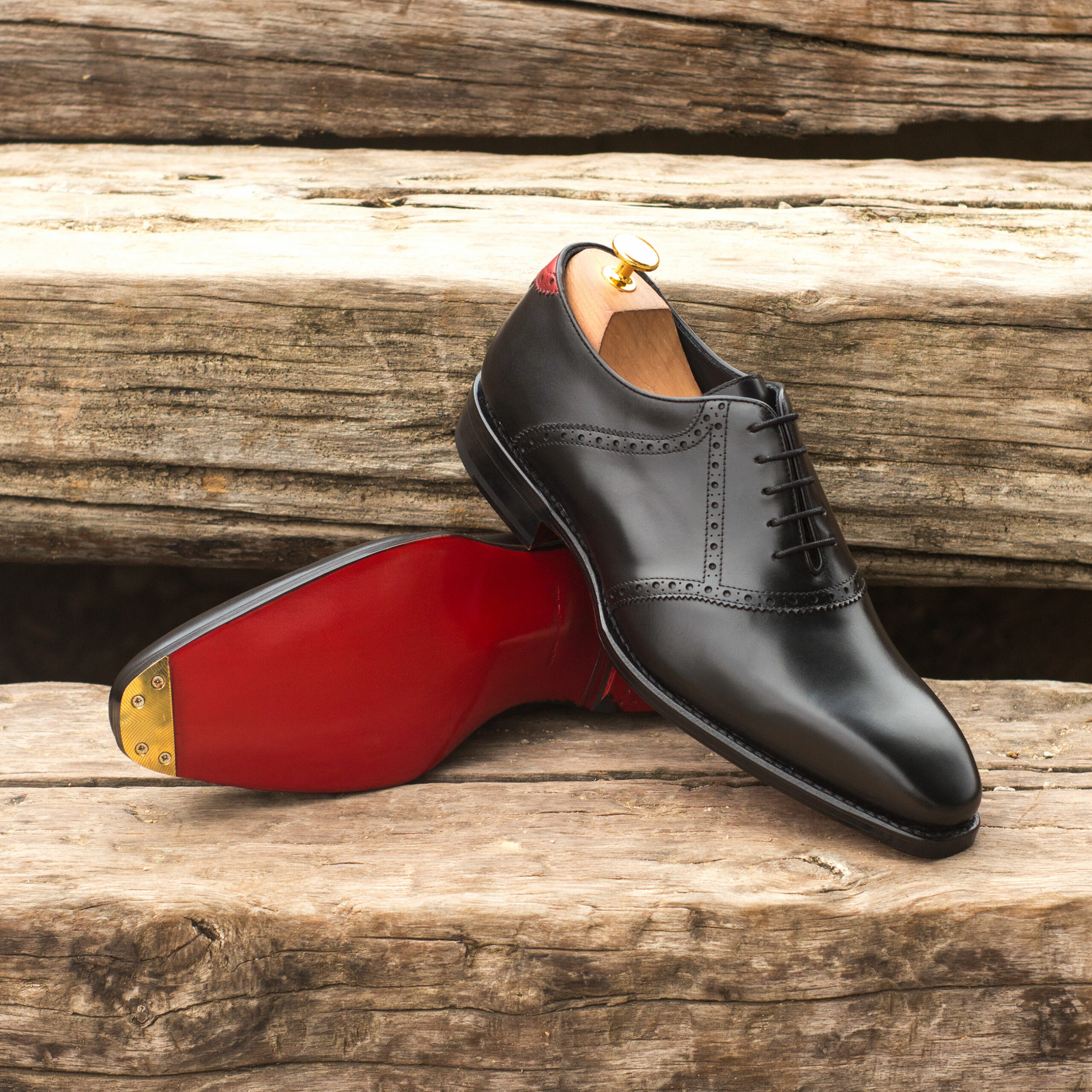 Box Calf And Painted Calf Leather Saddle Shoes - Golf BespokeShoes