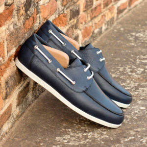 Front view of model Dennis, blue painted full grain leather Golf BespokeShoes