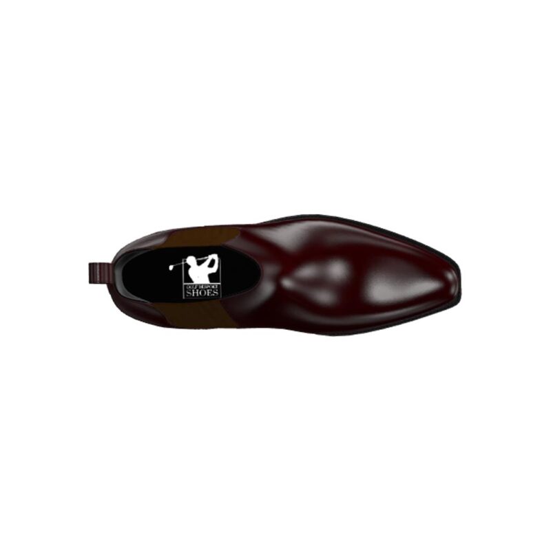 Bottom view of model Luciano, burgundy cordovan leather Golf BespokeShoes