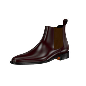 Front view of model Luciano, burgundy cordovan leather Golf BespokeShoes
