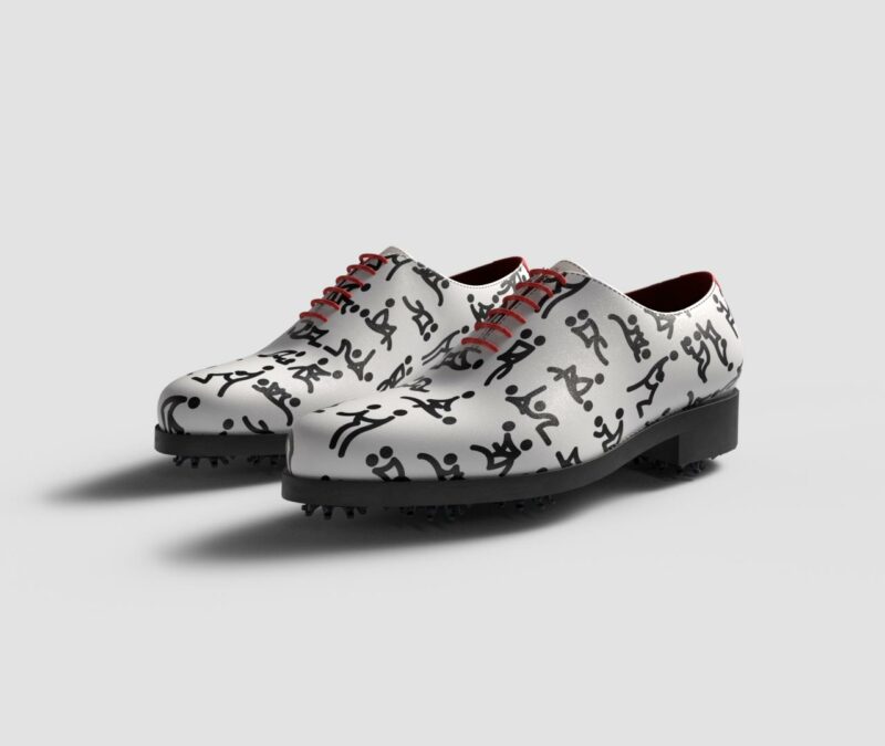 View of model Max, exclusive painted calf leather golf shoes Model Max Golf BespokeShoes