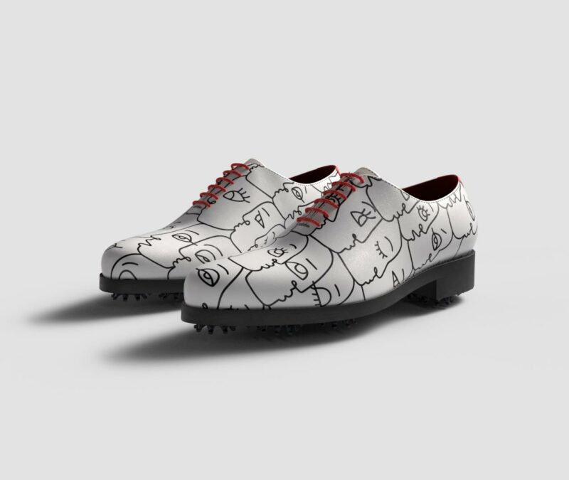 View of model Opty2, exclusive painted calf leather golf shoes Model Opty2 Golf BespokeShoes