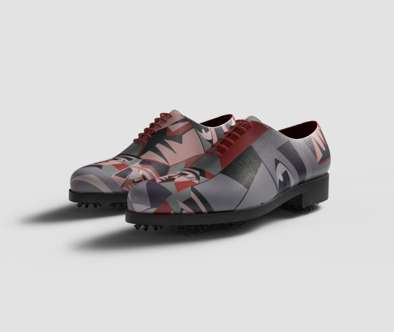 View of model Vintage, exclusive painted calf leather golf shoes Model Vintage Golf BespokeShoes