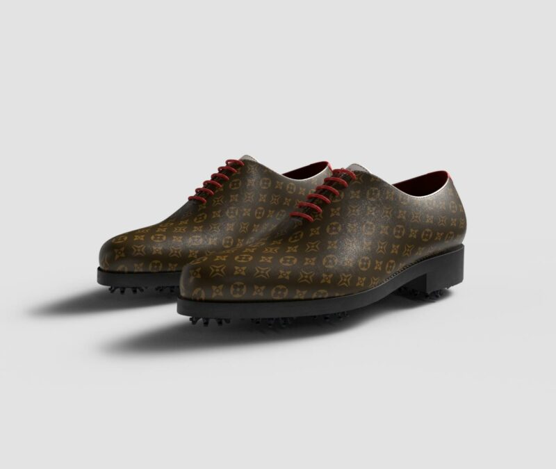 View of model Christian, exclusive painted calf leather golf shoes Model Christian Golf BespokeShoes