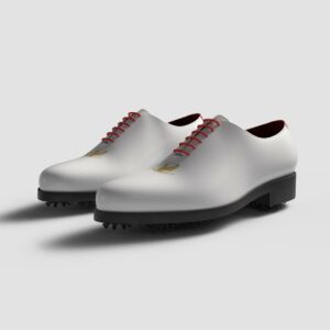View of model Golfstyle, exclusive painted calf leather golf shoes Model Golfstyle Golf BespokeShoes