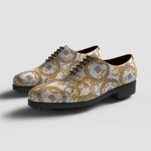View of model Athena, exclusive painted calf leather golf shoes Model Athena Golf BespokeShoes