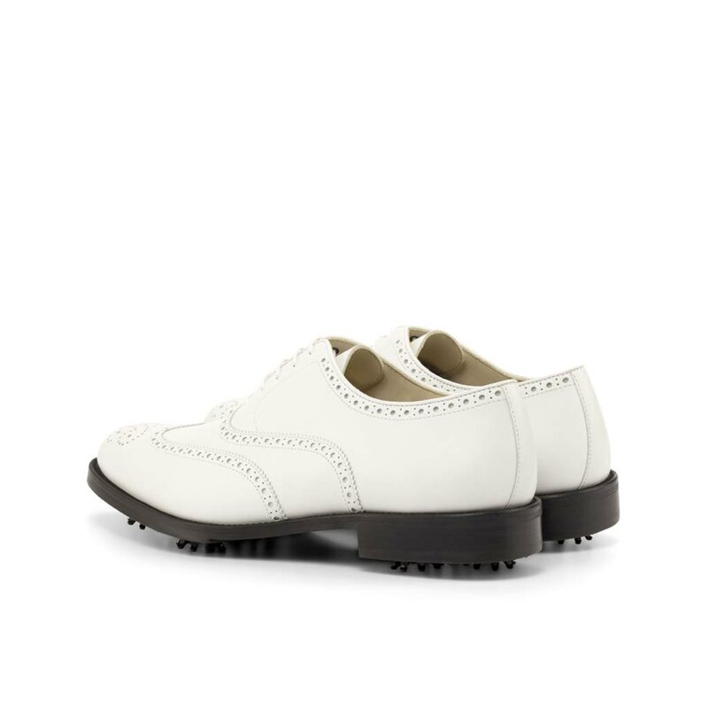 Side view of model Alberico, white box calf Golf Bespoke Shoes Golf BespokeShoes