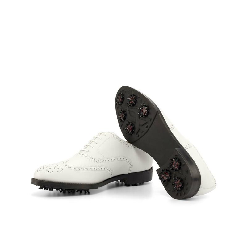 Bottom view of model Alberico, white box calf Golf Bespoke Shoes Golf BespokeShoes