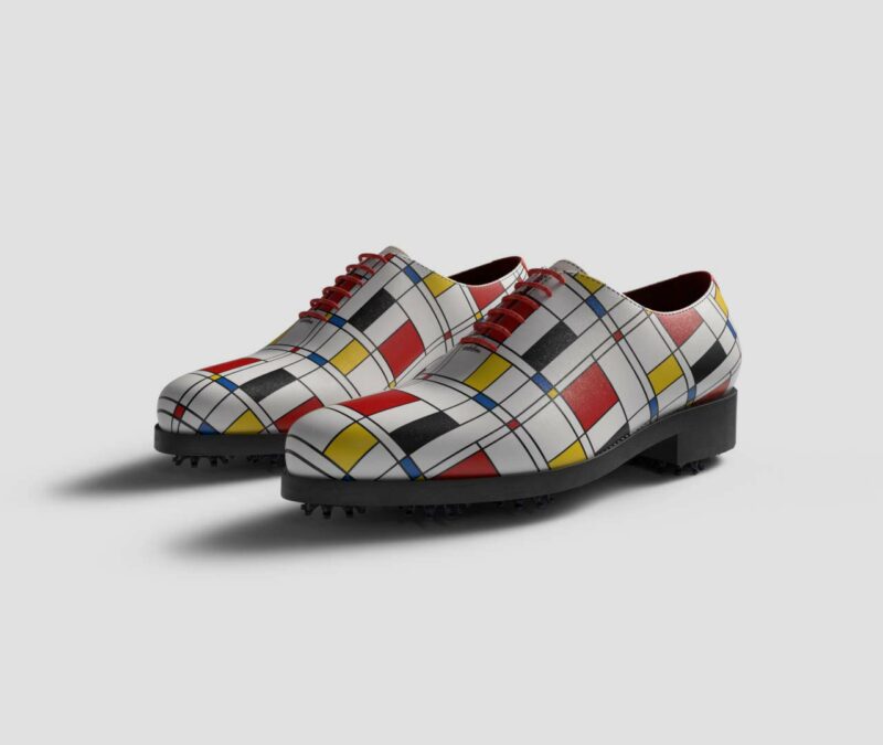 View of model Pixy, exclusive painted calf leather golf shoes Model Pixy Golf BespokeShoes
