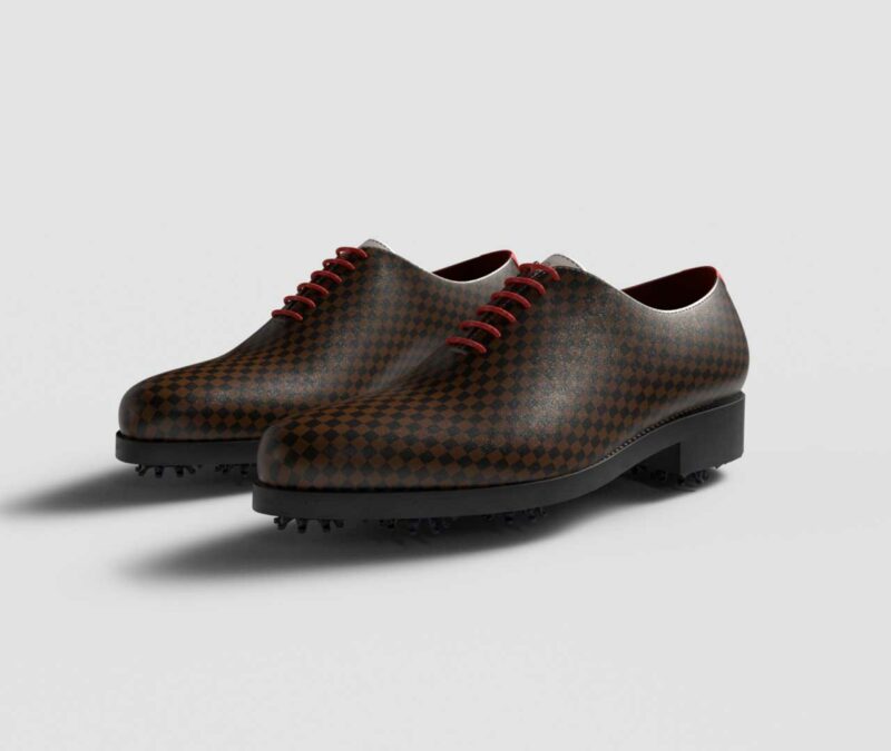 View of model Kandy, exclusive painted calf leather golf shoes Model Kandy Golf BespokeShoes
