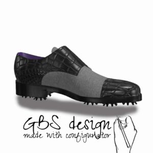 View of model Double Monk handmade golf shoes var. 2, exclusive painted calf leather golf shoes Model Double Monk Golf BespokeShoes