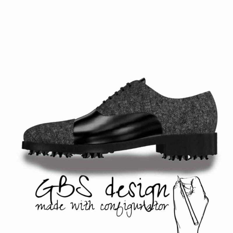 View of model Lee, exclusive leather and fabric golf shoes Model Oxford - Lee Golf BespokeShoes