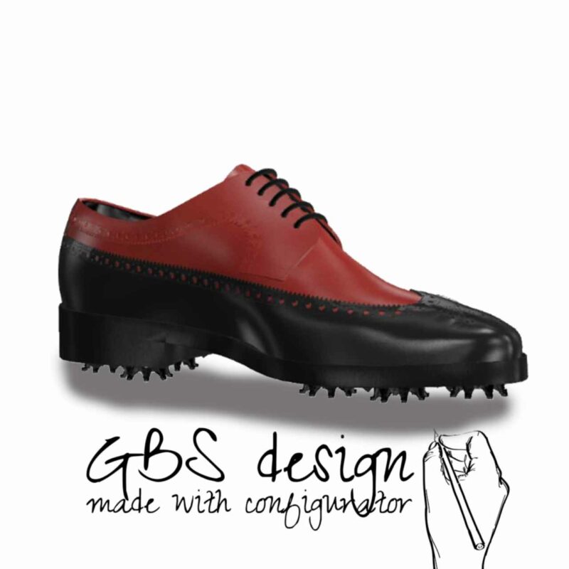 View of model Longwing Blucher handmade golf shoes var. 3, exclusive painted calf leather golf shoes Model Longwing Blucher Golf BespokeShoes