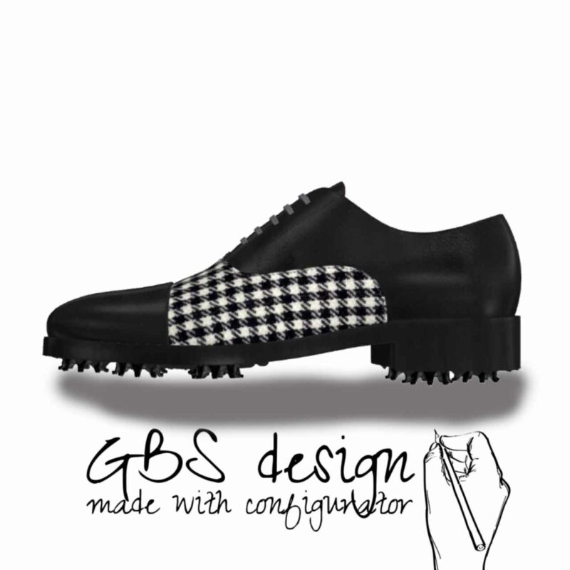 View of model Loris, exclusive leather and fabric golf shoes Model Oxford - Loris Golf BespokeShoes