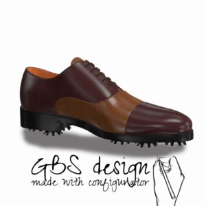 View of model Oxford handmade golf shoes var. 2, exclusive painted calf leather golf shoes Model Oxford Golf BespokeShoes