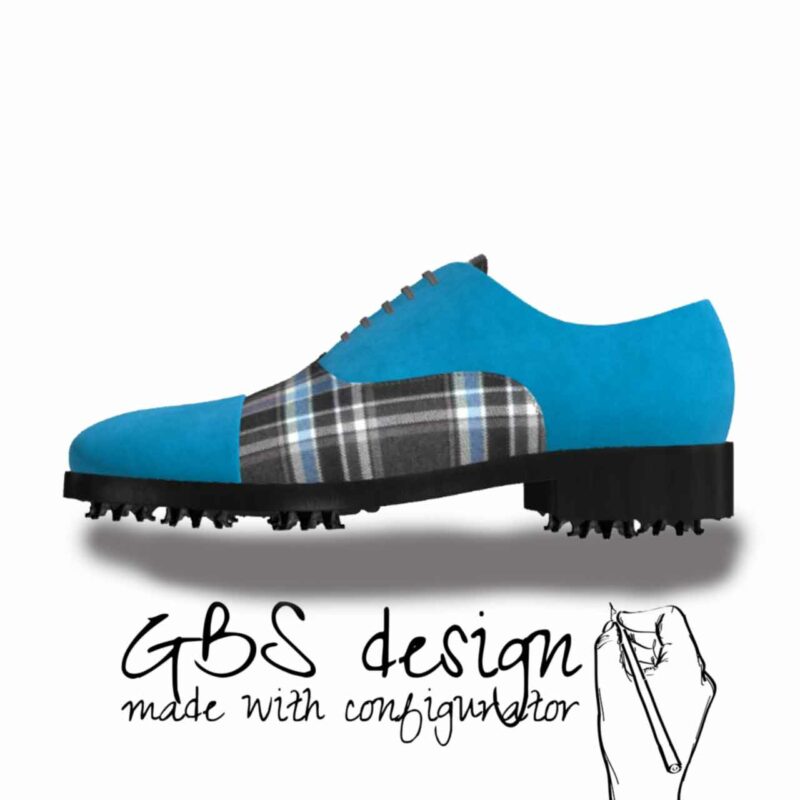 View of model Salvatore, exclusive leather and fabric golf shoes Model Oxford - Salvatore Golf BespokeShoes