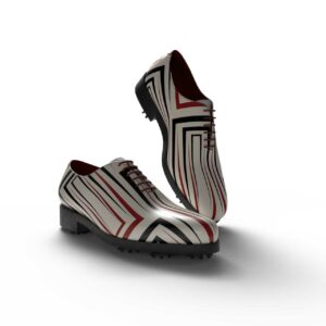 View of model Divergent D25, exclusive painted recycled leather golf shoes Model Divergent D25 Golf BespokeShoes