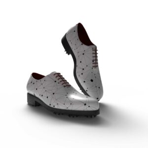 View of model Optision 4, exclusive painted recycled leather golf shoes Model Optision 4 Golf BespokeShoes